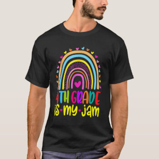 Camiseta Fourth 4th Grade Is My Jam Back To School Rainbow