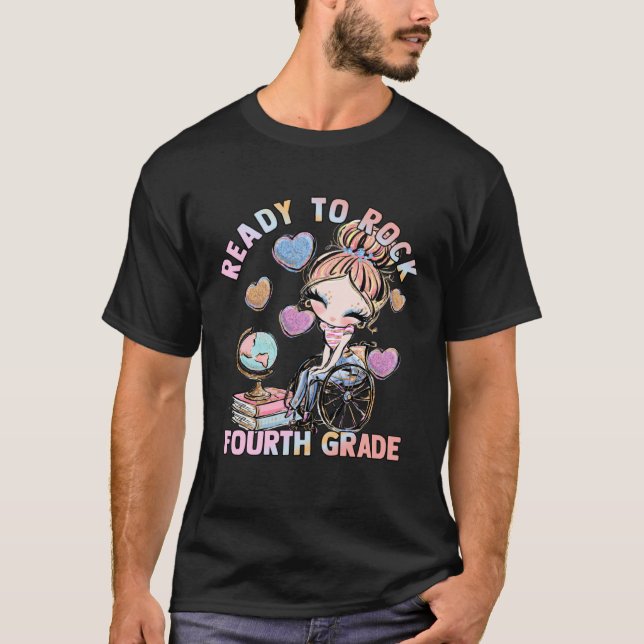 Camiseta Fourth Grade 4 Wheelchair First Day School Girls D (Frente)