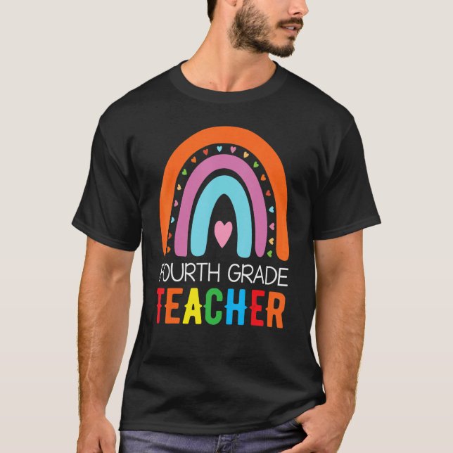 Camiseta Fourth Grade Rainbow Girls Boys Teacher Team 4th G (Frente)