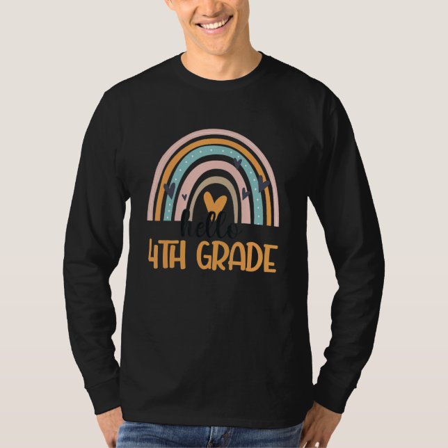 Camiseta Fourth Grade Rainbow Teacher Student Hello 4th Gra (Frente)