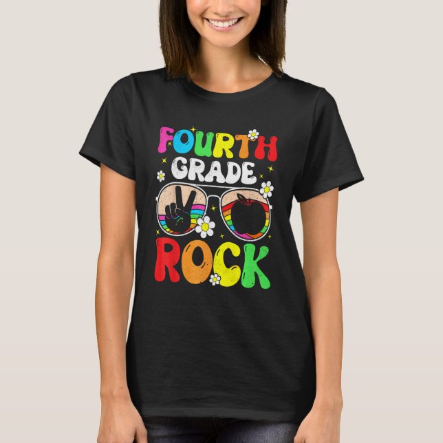 Camiseta Fourth Grade Rocks Team 4th Teacher Groovy Back To (Frente)