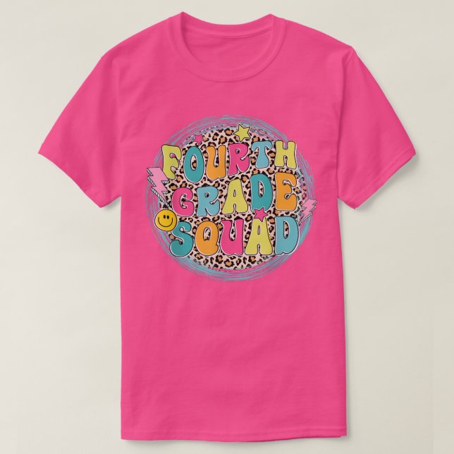 Camiseta Fourth Grade Squad Back To School Leopard Boys Gir (Frente do Design)