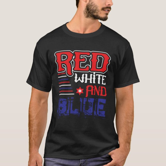 Camiseta Fourth of July 4th of July Red White and Blue (Frente)