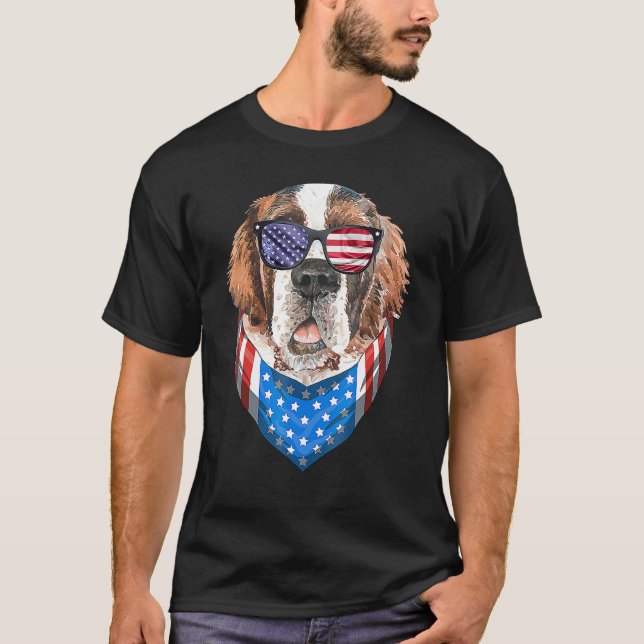 Camiseta Fourth of July Bernard American Flag July 4th St B (Frente)