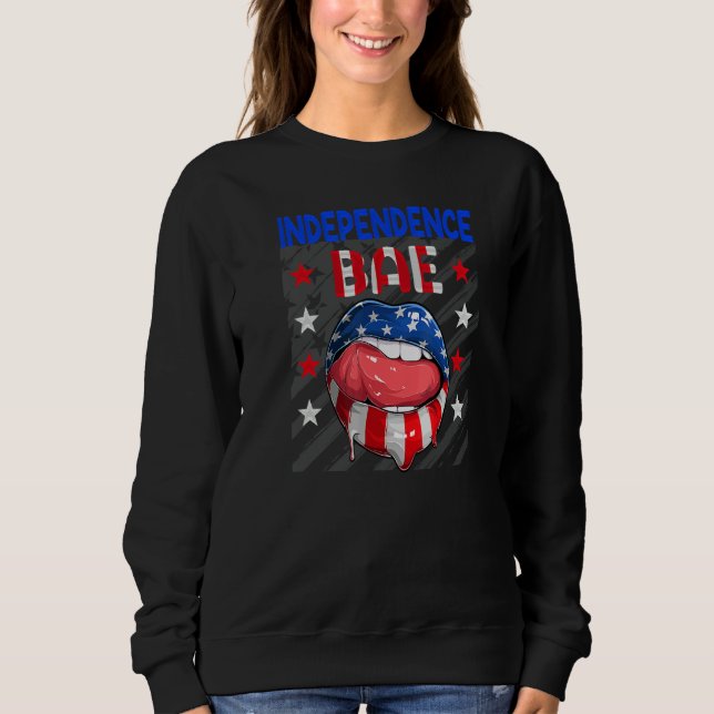 Camiseta Fourth Of July Us Flag Lips Independence Bae 4th O (Frente)
