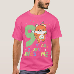Camiseta Fox 9º Aniversário Para Crianças Raposa De Nove An