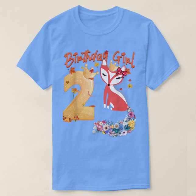 Camiseta Fox Amantes de os animais 2º Aniversário Rapariga  (Frente do Design)
