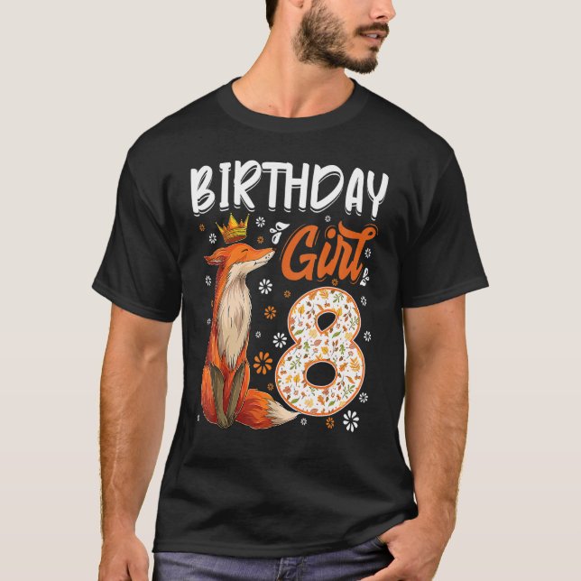 Camiseta Fox Animal 8º Aniversário Rapariga Raposa B Dia 8 (Frente)