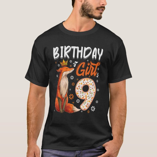 Camiseta Fox Animal 9º Aniversário Rapariga Raposa B Dia 9 (Frente)