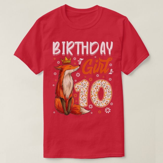 Camiseta Fox Animal Lovers 10th Birthday Girl Fox Bday 10 y (Frente do Design)