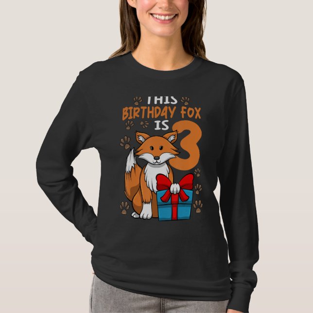 Camiseta Fox Birthday aniversário de 3 anos (Frente)