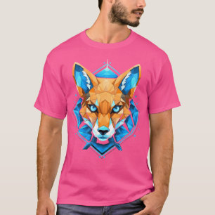 Camiseta Fox Blue Eyes Face Polygométrica Animal Print