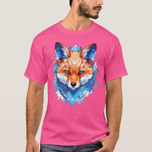 Camiseta Fox Blue Eyes Face Polygométrica Animal Print