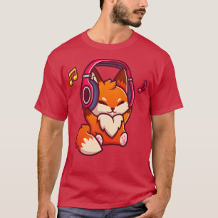 Camiseta Fox Bonita Ouvindo Música Com Fone De Ouvido