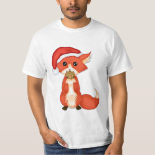 Camiseta Fox bonito do biscoito que veste um chapéu do