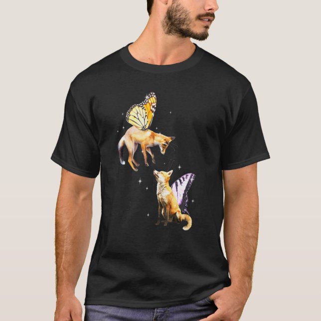 Camiseta Fox Butterfly Geométrica Fox Fêmea Raposas Anim Se (Frente)