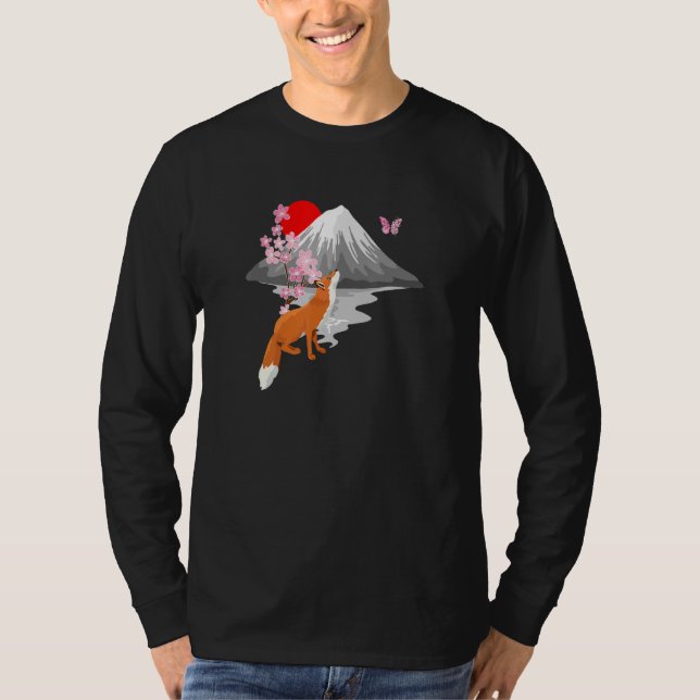 Camiseta Fox Butterfly With Cherry Blossom Wing Japanese Sa (Frente)