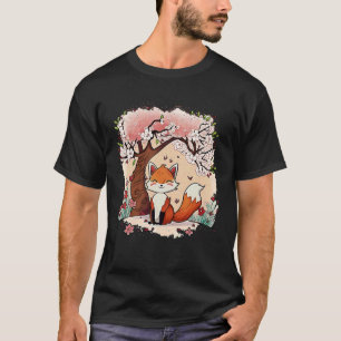 Camiseta Fox Cherry Blossom Japonês Aestic Vaporwave