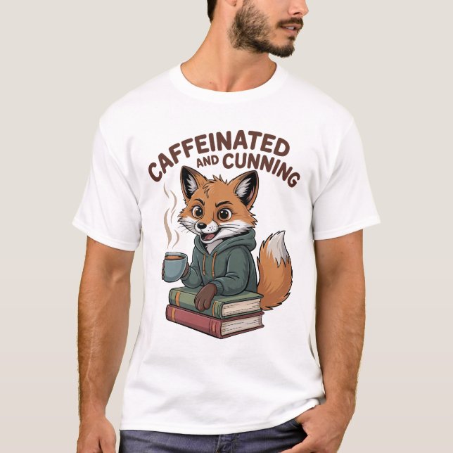 Camiseta Fox com Hoodie e Design de Café (Frente)
