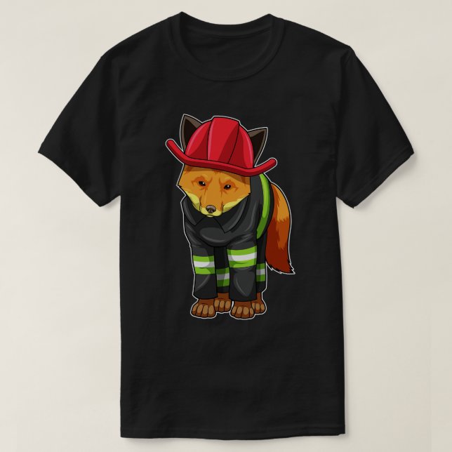 Camiseta Fox como Bombeiro com Capacete (Frente do Design)