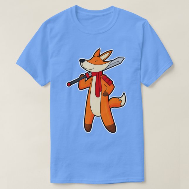 Camiseta Fox como guerreiro com espada (Frente do Design)