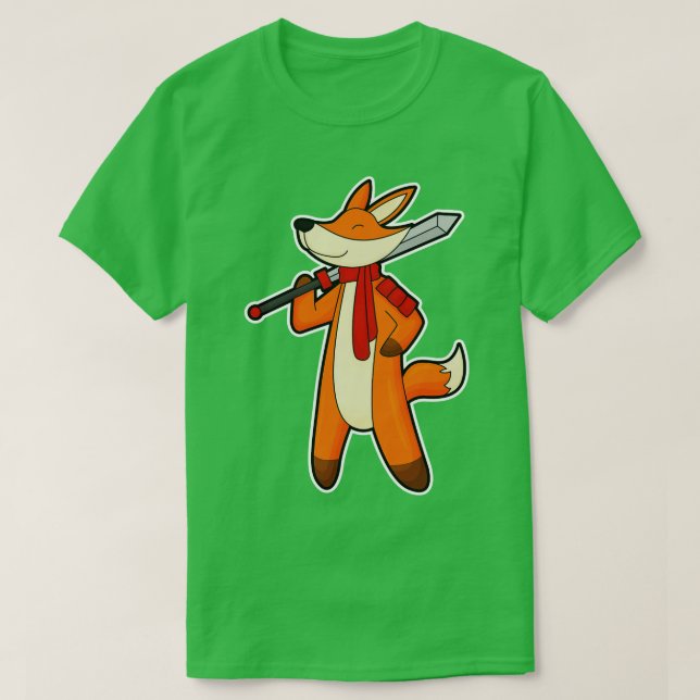 Camiseta Fox como guerreiro com espada (Frente do Design)