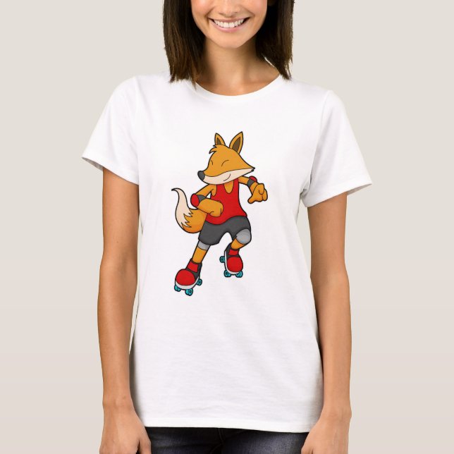 Camiseta Fox como Patinador com skates Roller (Frente)