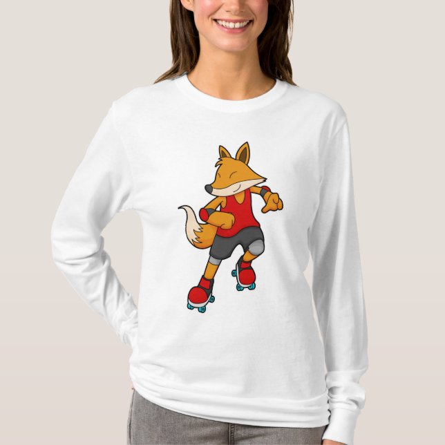 Camiseta Fox como Patinador com skates Roller (Frente)