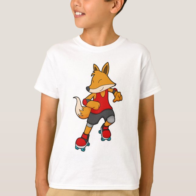 Camiseta Fox como Patinador com skates Roller (Frente)