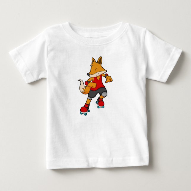 Camiseta Fox como Patinador com skates Roller (Frente)