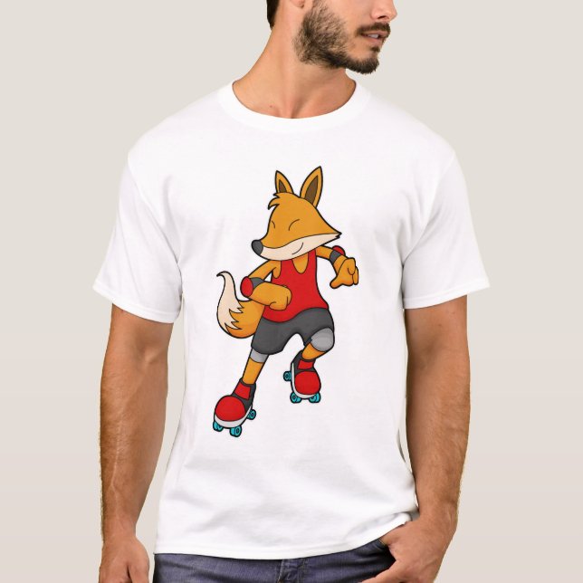 Camiseta Fox como Patinador com skates Roller (Frente)