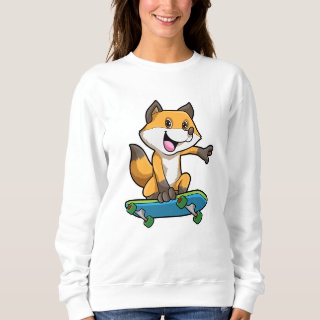 Camiseta Fox como skater com skate (Frente)