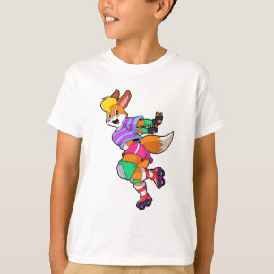Camiseta Fox como Skater Inline com Skates Inline