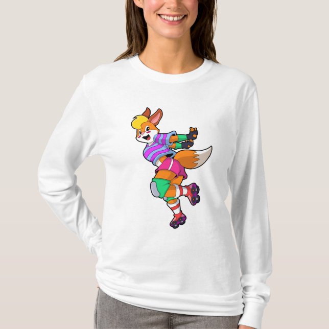 Camiseta Fox como Skater Inline com Skates Inline (Frente)