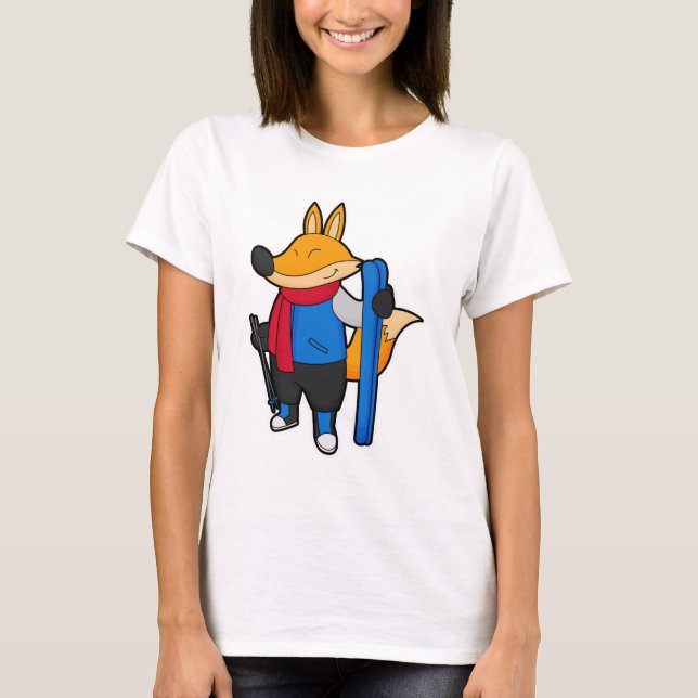 Camiseta Fox como Skier com Esqui (Frente)