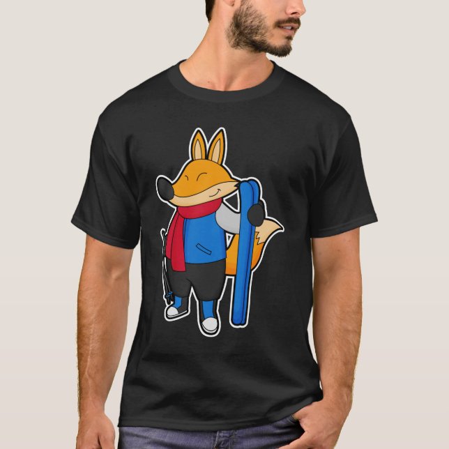 Camiseta Fox como Skier com Esqui (Frente)