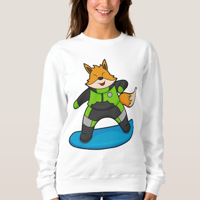 Camiseta Fox como Snowboarder com Snowboard (Frente)