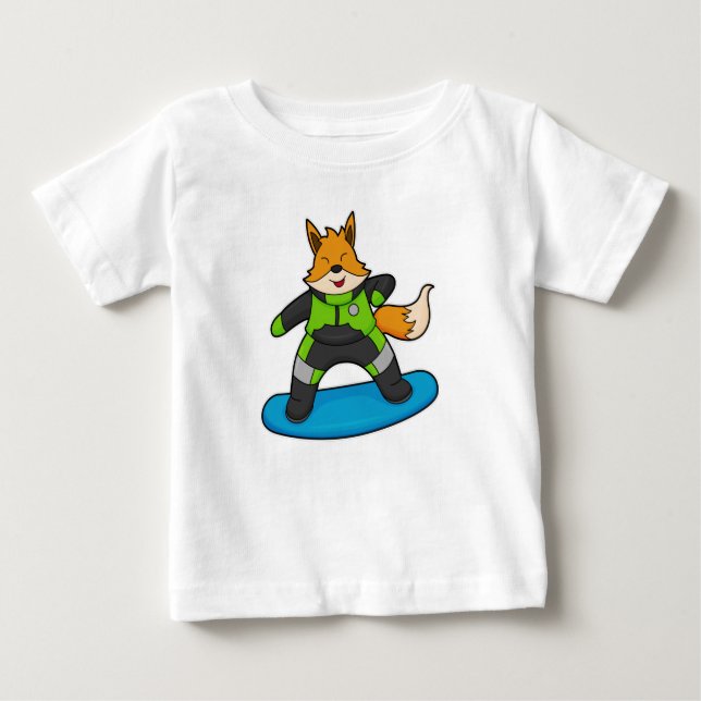 Camiseta Fox como Snowboarder com Snowboard (Frente)