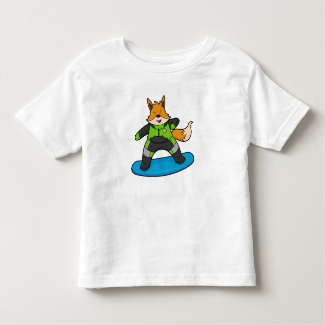 Camiseta Fox como Snowboarder com Snowboard (Frente)