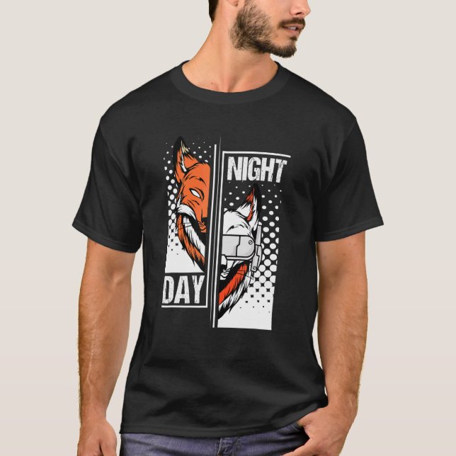 Camiseta Fox Day Night Games I Headset Animal Fox Gamer Wi (Frente)