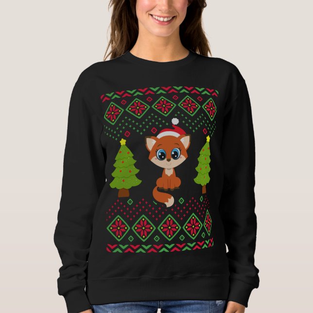 Camiseta Fox de Natal Engraçada Clássica Feia Doce Amor Fox (Frente)