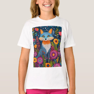 Camiseta Fox Dot Art Vibrante Em Meio À Flora Esbuvada