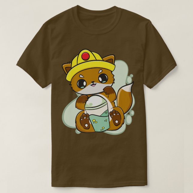 Camiseta Fox Drinks Boba Bubble Tea For Construction Worker (Frente do Design)