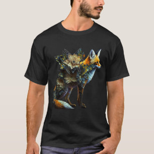 Camiseta Fox Fantasy Flores Arte Abstrato Raposa Animal