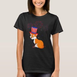 Camiseta Fox Graphic Red White Blue Fireworks Decor 4º de
