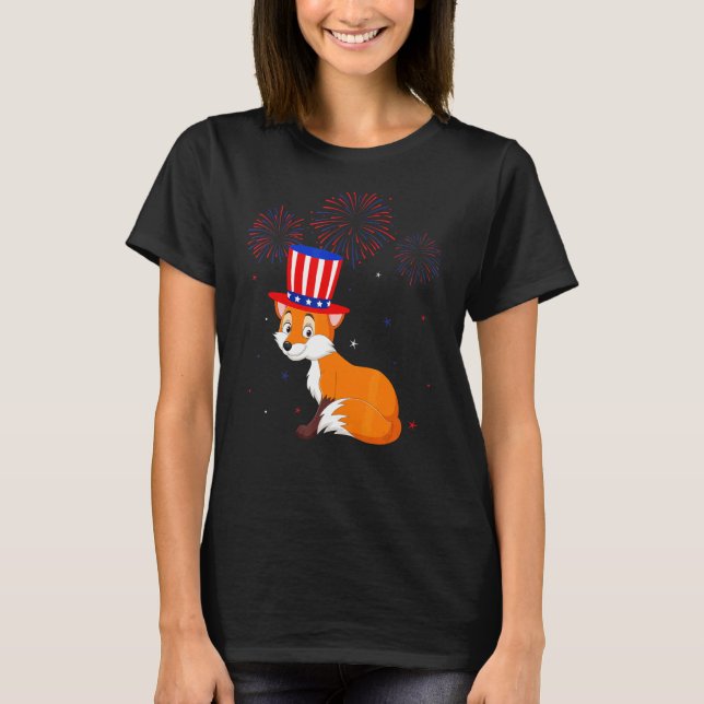 Camiseta Fox Graphic Red White Blue Fireworks Decor 4º de (Frente)