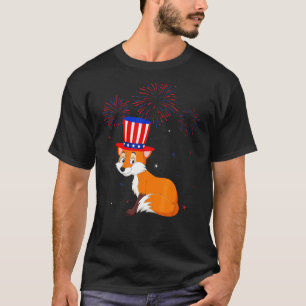 Camiseta Fox Graphic Red White Blue Fireworks Decor 4º de