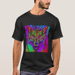 Camiseta Fox Illustração Artística Colorida Fox Cute Lo