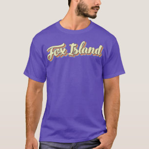 Camiseta Fox Island TShirt Retro Art Baseball Font Vintage