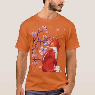 Camiseta Fox Japonês Cerejeira Flor Flor Flor Vintage Sakur